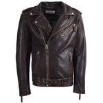 Mens Real New Zealand Leather Biker Style Jacket Zip Brando NELSON 1