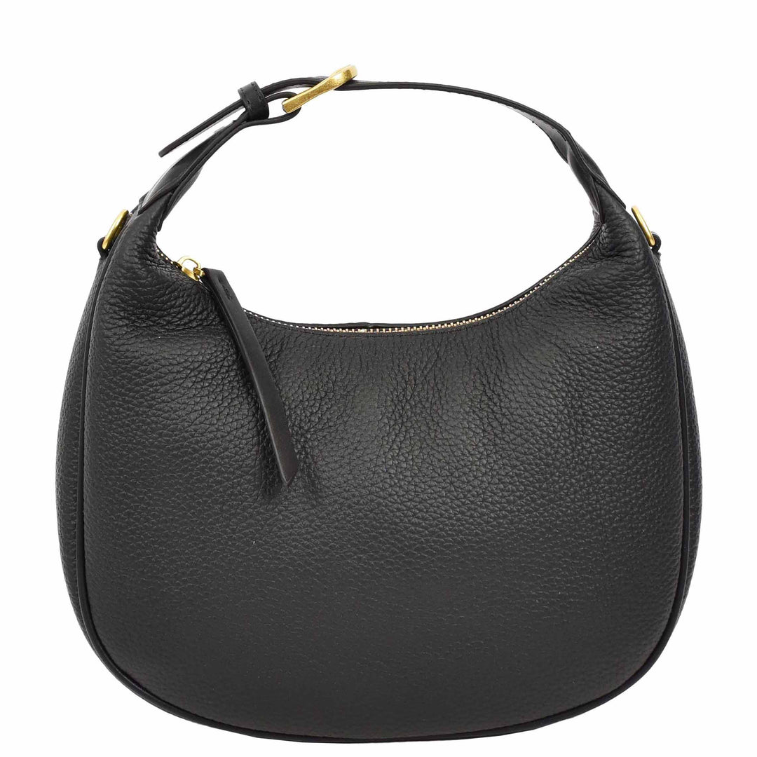 Women's Oval Shoulder Bag Leather Hobo Purse Dakota Black 1