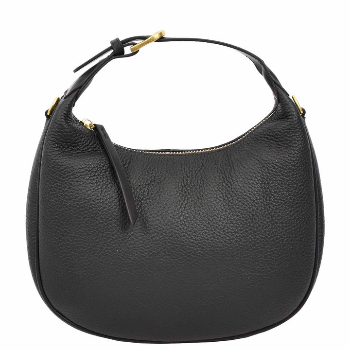 Women's Oval Shoulder Bag Leather Hobo Purse Dakota Black 1