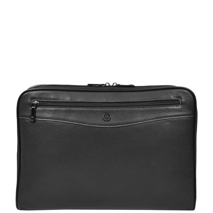Premium Leather Portfolio Case Business A4 Document Holder Organiser Folio Bag Nador Black