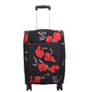 Expandable Four Wheel Flower Print Soft Shell Suitcases Cabin Black