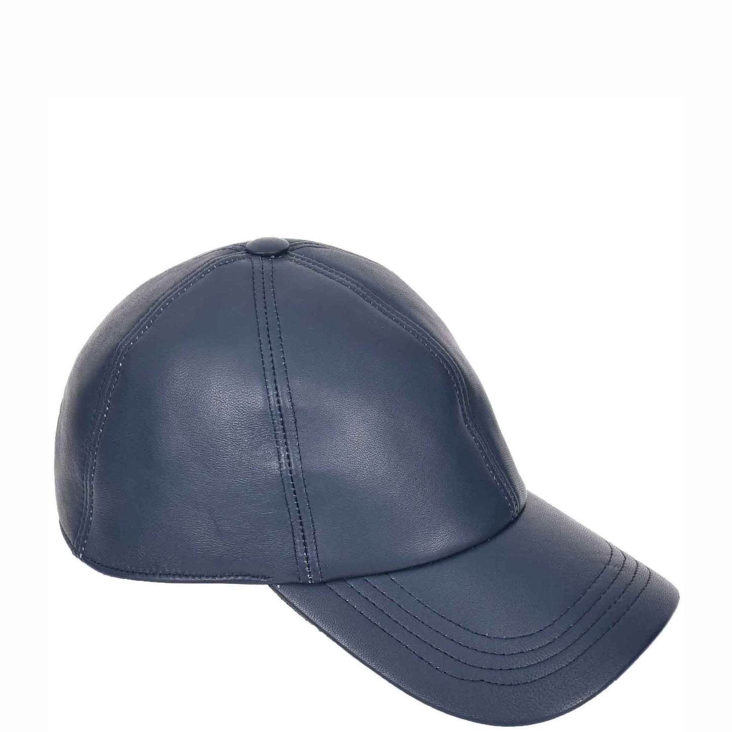 Classic Leather Baseball Cap Blue