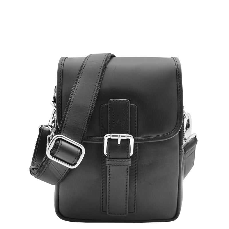 Mens Trendy Smart Crossbody Bag Genuine Leather Messenger Lucas Black