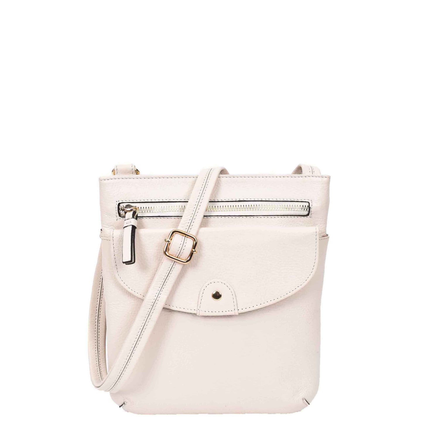 Womens Cross Body Sling Bag Leather Messenger HOL5 White