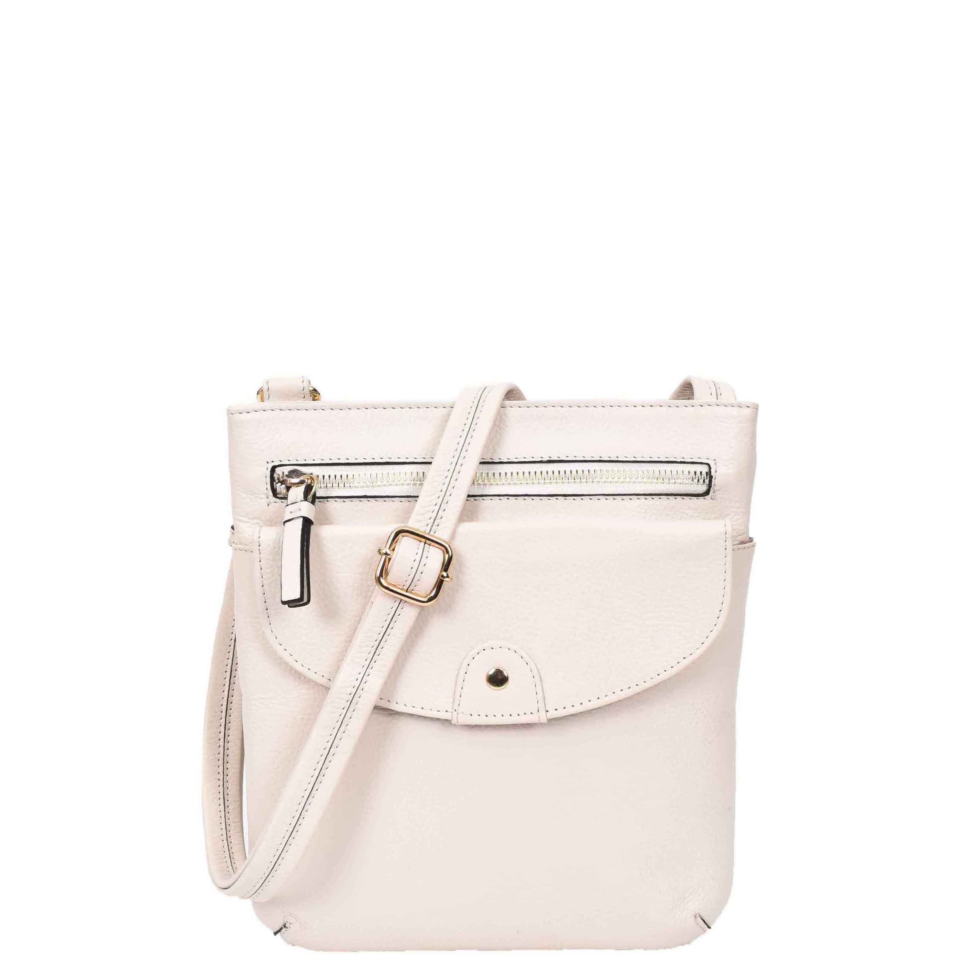 Womens Cross Body Sling Bag Leather Messenger HOL5 White