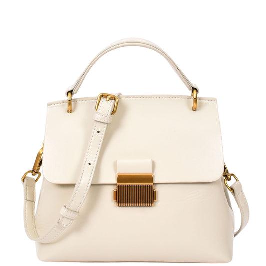 Womens Real Leather Small Handbag Gabriella White