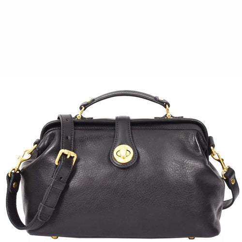 Womens Real Leather Bag Doctor Handbag HOL848 Black 1