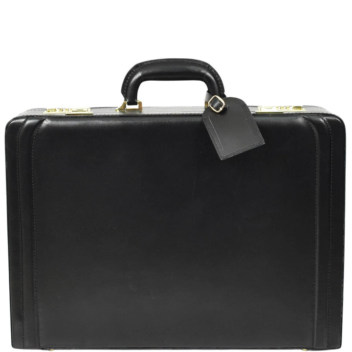 Leather Attache Classic Briefcase Grasmere Black