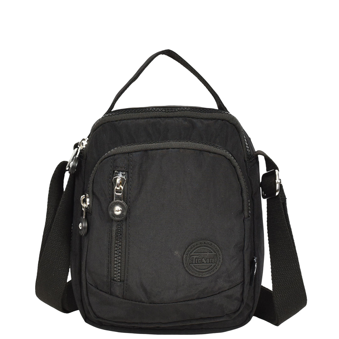 Men's Cross Body Bag Multiple Zip Compartments Lightweight Messenger Bag Shaun Black