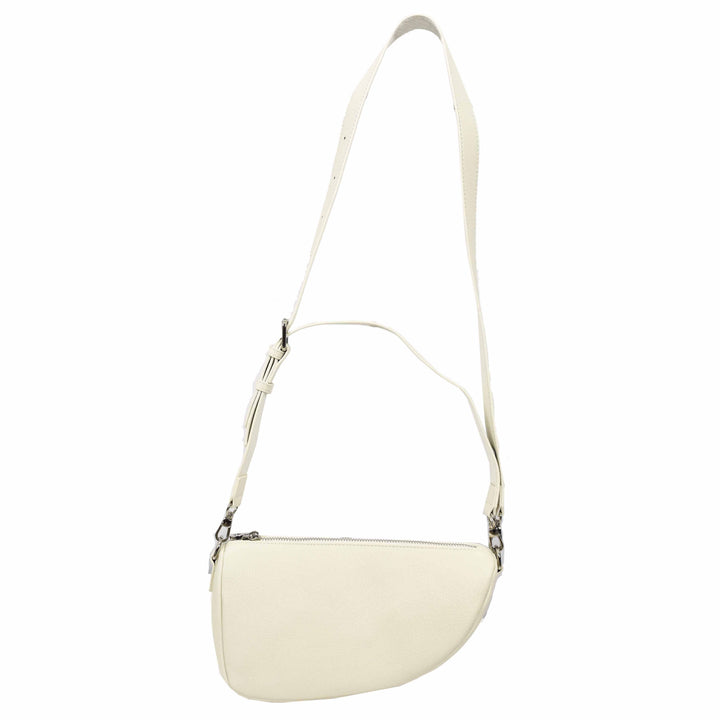 Women's Real Leather Crossbody Bag Half-Moon Style Agnes White 1