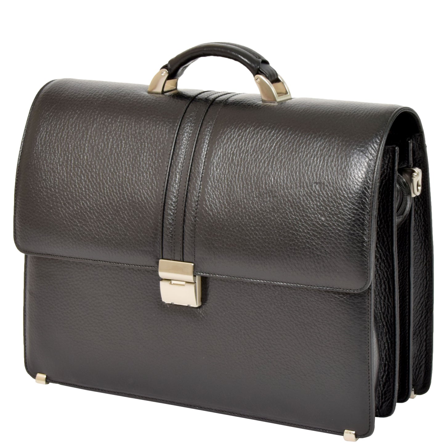 Mens Real Leather Briefcase Classic Bag Organiser CARTER Black 3