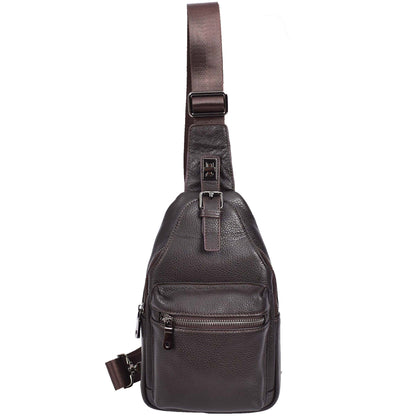 Real Leather Cross Body Chest Bag Phoenix Brown-1