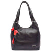 Womens Leather Shoulder Zip Opening Large Hobo Bag Kimberly Black 1