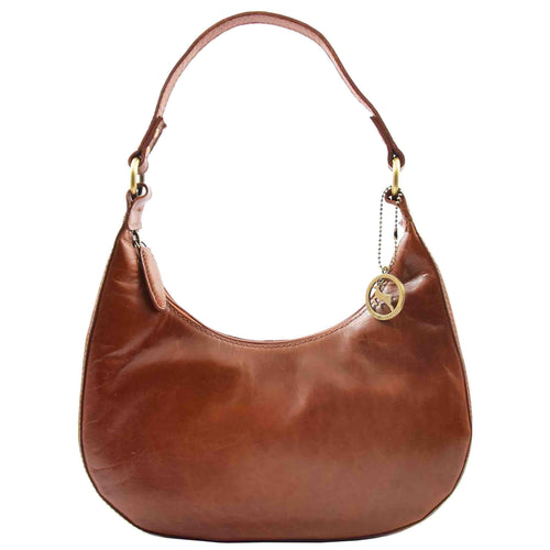 Womens Classic Leather Shoulder Hobo Bag Bruges Cognac 1