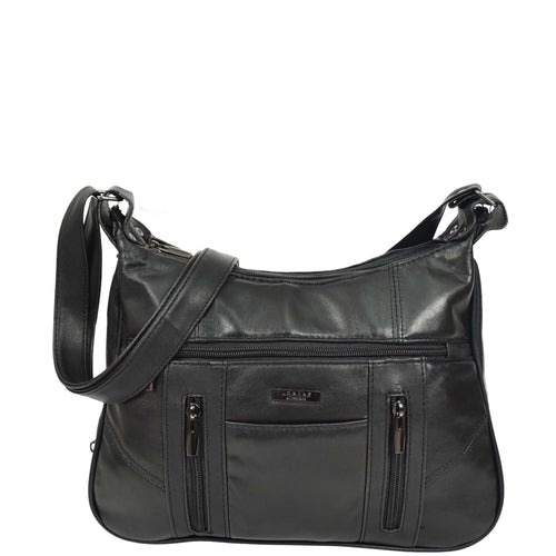 Real Leather Large Size Shoulder Bag Cross Body HOL0991 Black