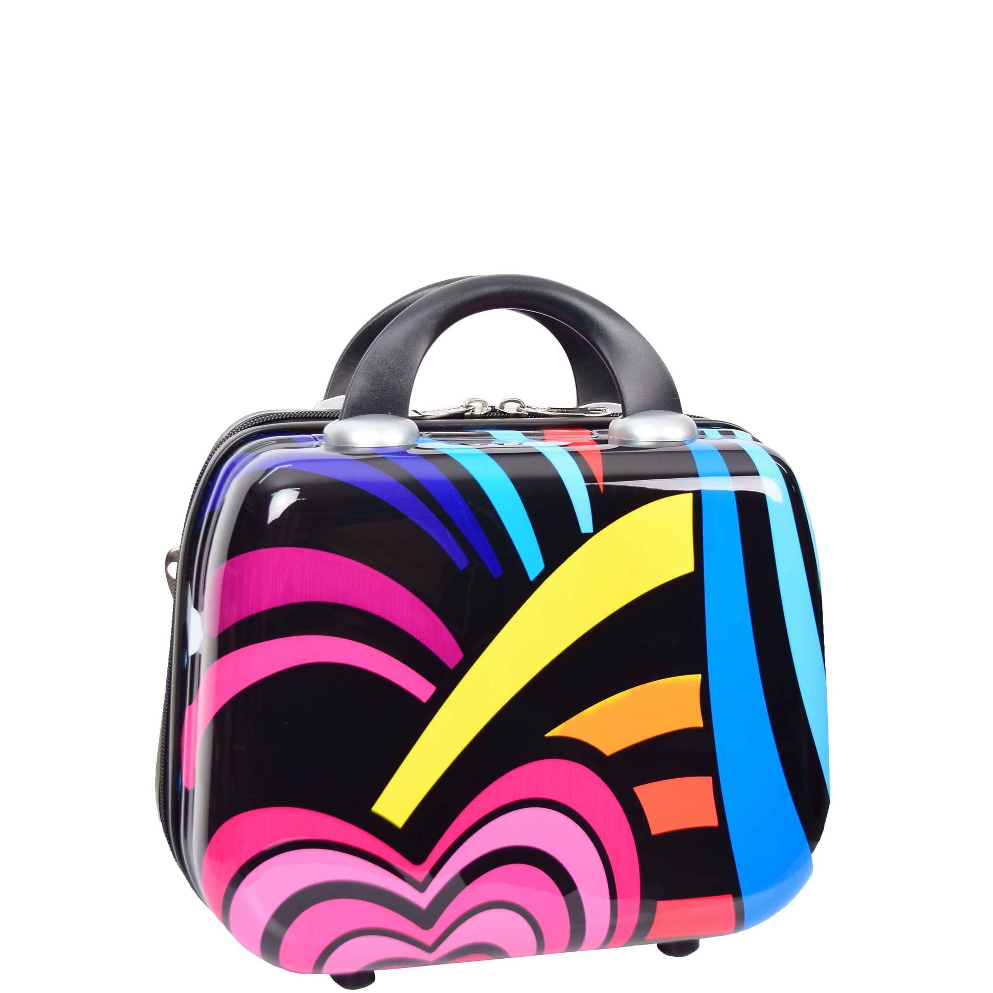 Hard Luggage Beauty Cosmetic Case Organiser Bag Hearts Print 2