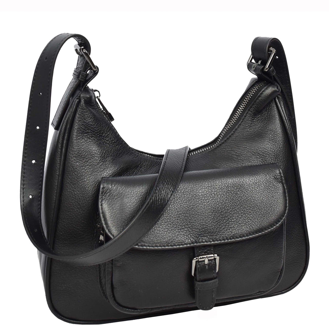 Womens Classic Genuine Leather Shoulder Bag Liora Black 1