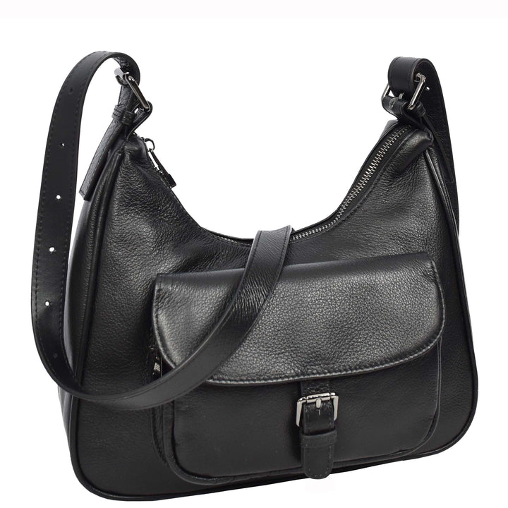 Womens Classic Genuine Leather Shoulder Bag Liora Black 1