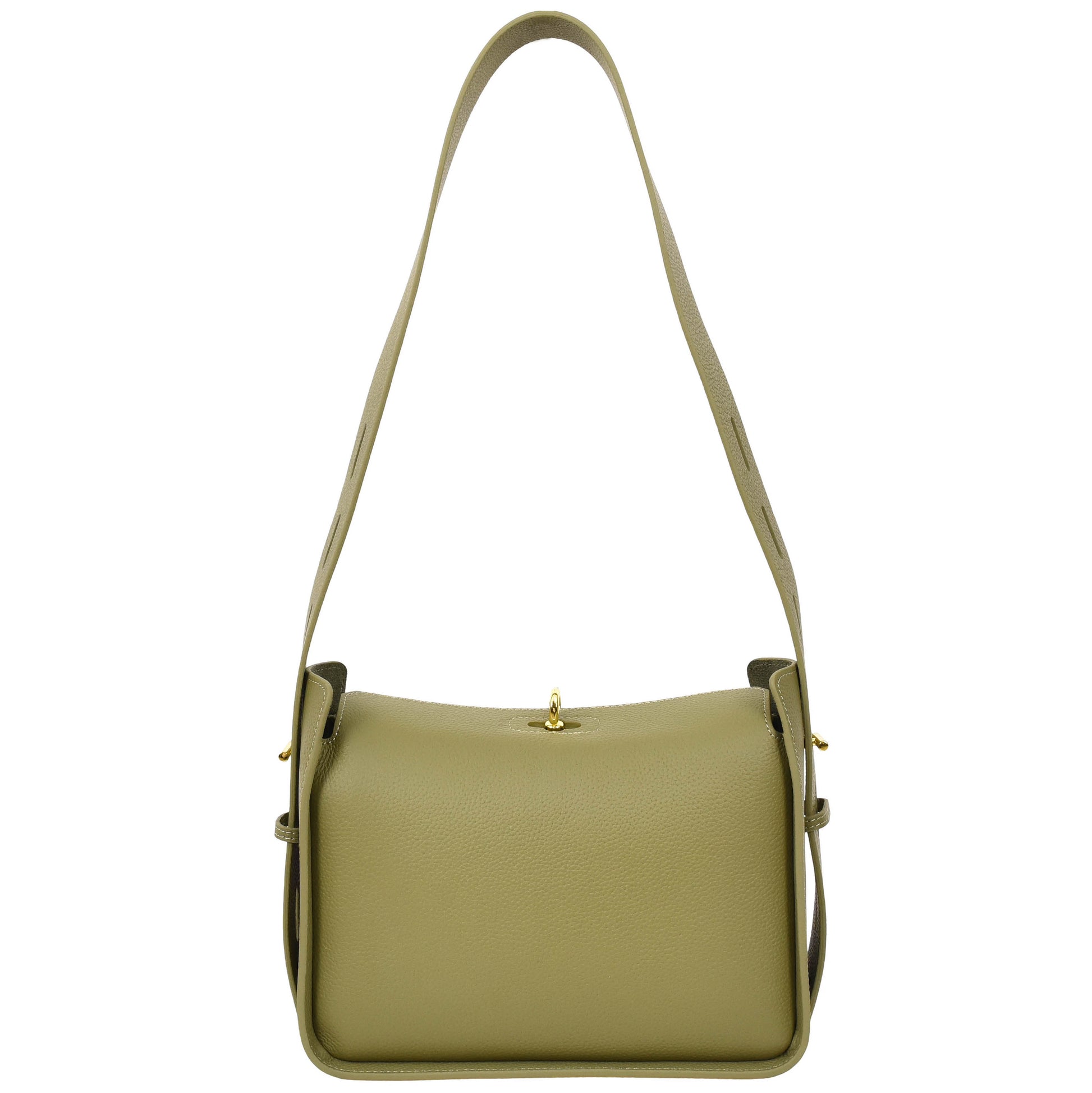 Womens Real Leather Classic Shoulder Bag Penelope Olive 1