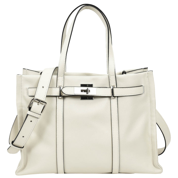 Women's Real Leather Handbag Detachable Strap Shoulder Bag Raven White 1
