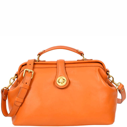 Womens Real Leather Bag Doctor Handbag HOL848 Tan 1