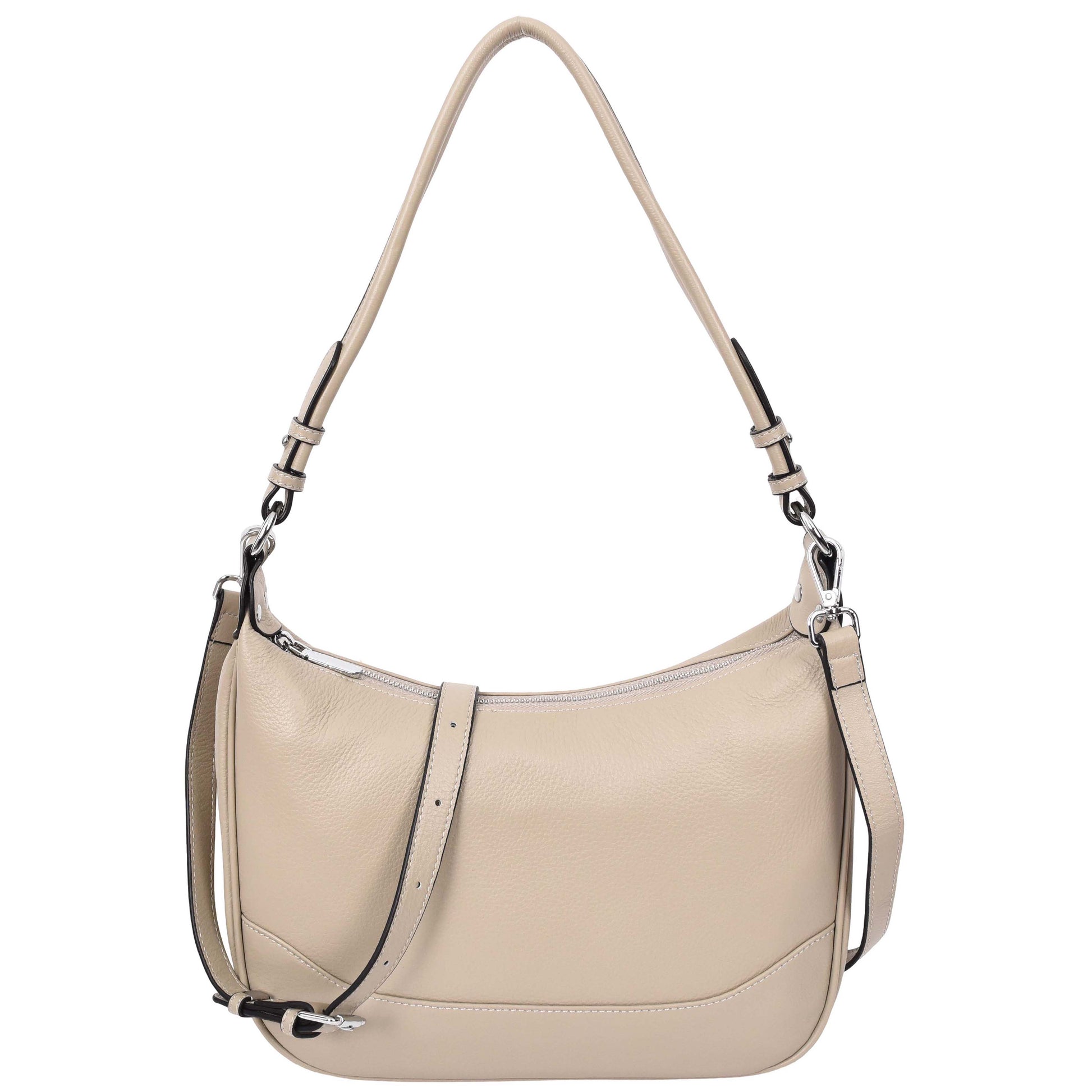 Womens Leather Hobo Style Shoulder Bag Daphne Taupe