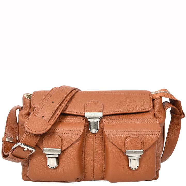 Women's Real Leather Satchel Shoulder Bag Adjustable Strap Renee Tan 1
