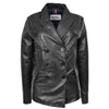 Womens Real Leather Blazer Jacket Black Double Breasted Sista 1