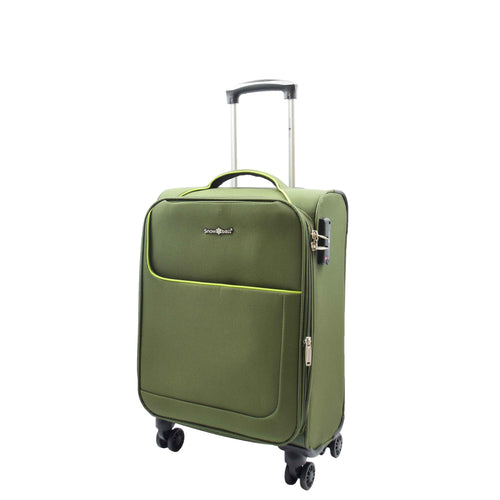 Cabin Size 4 Wheel  Hand Luggage Lightweight Soft Suitcase HL22 Green 1