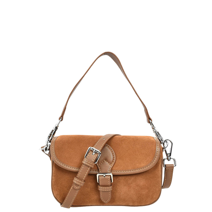 Women’s Real Suede Crossbody Bag Small Handbag Elodie Tan