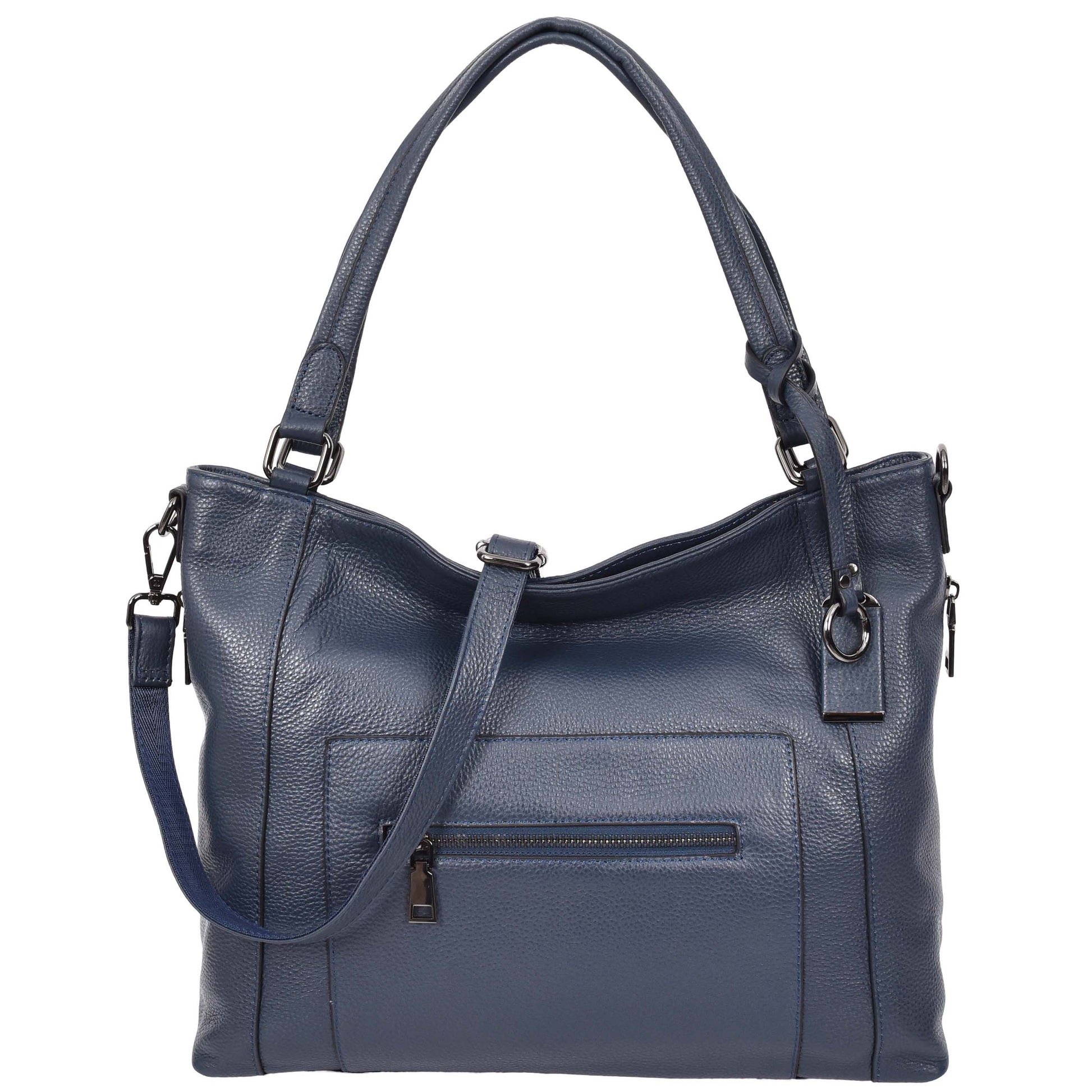 Womens Leather Tote Shoulder Handbag Evelyn Blue