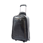 Real Leather Cabin Suitcase Wheeled Trolley Newton Black 1