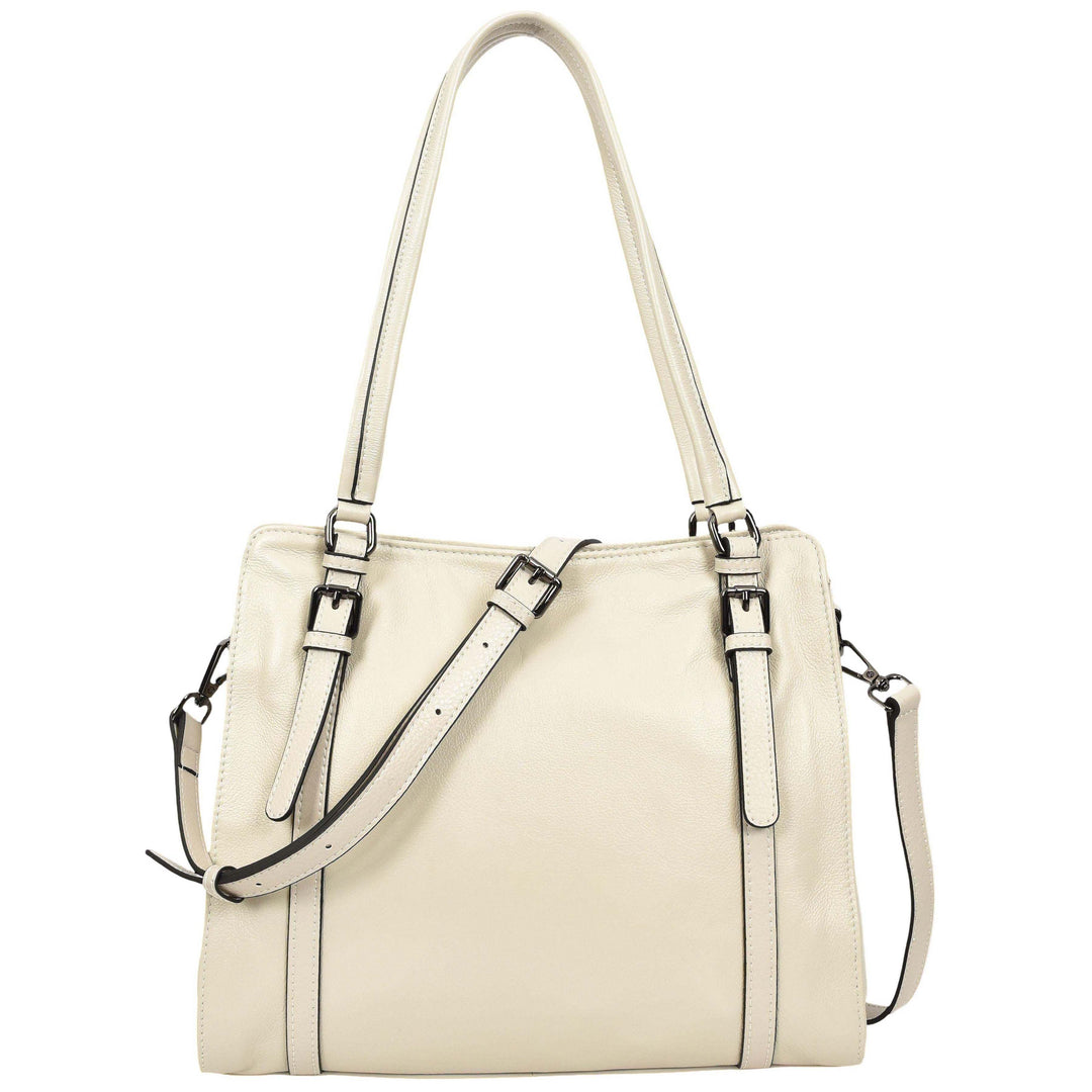 Women's Real Leather Shoulder Bag Classic 2-in-1 Adjustable Strap Timeless Design Hilda Taupe