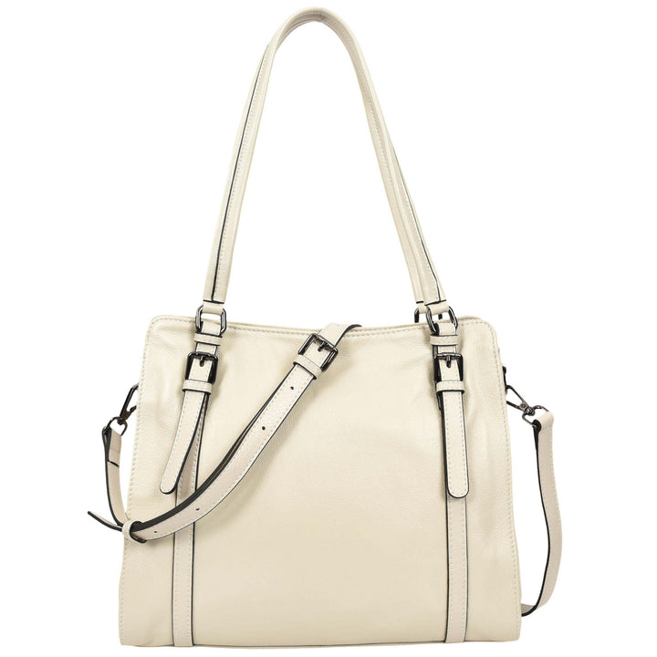Women's Real Leather Shoulder Bag Classic 2-in-1 Adjustable Strap Timeless Design Hilda Taupe