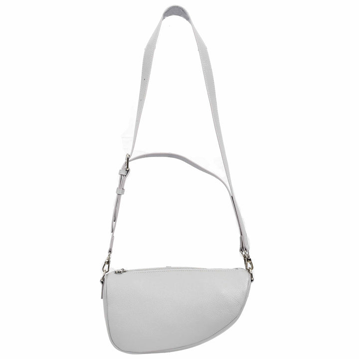 Women's Real Leather Crossbody Bag Half-Moon Style Agnes Blue 1