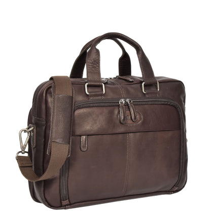 Copy of Mens Leather Laptop Organiser Briefcase HL341 Brown