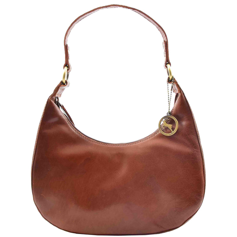 Womens Classic Leather Shoulder Hobo Bag Bruges Chestnut 1