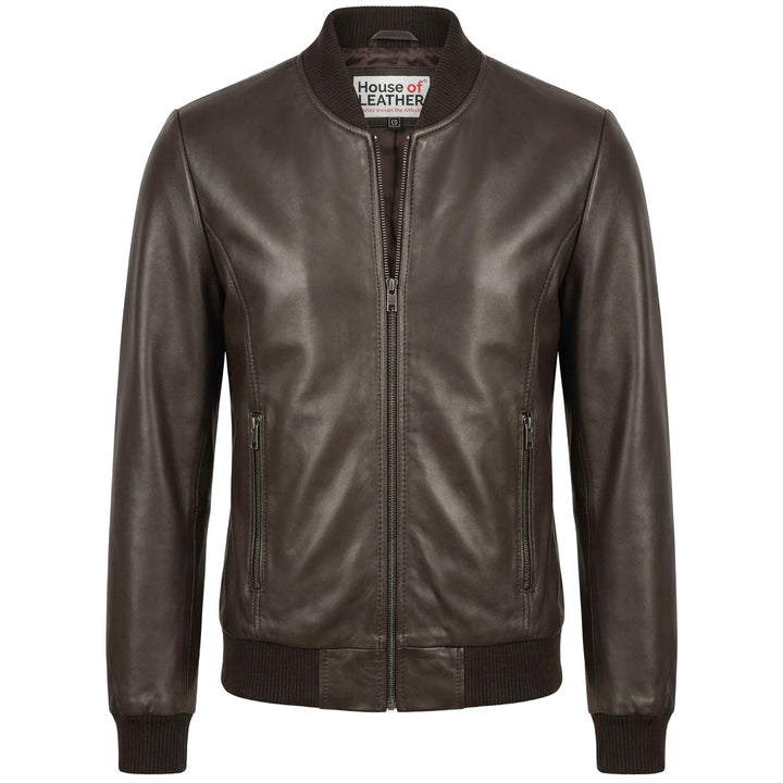 Womens Real Leather Varsity Bomber Jacket Faye Brown