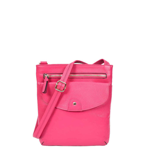 Womens Cross Body Sling Bag Leather Messenger HOL5 Pink