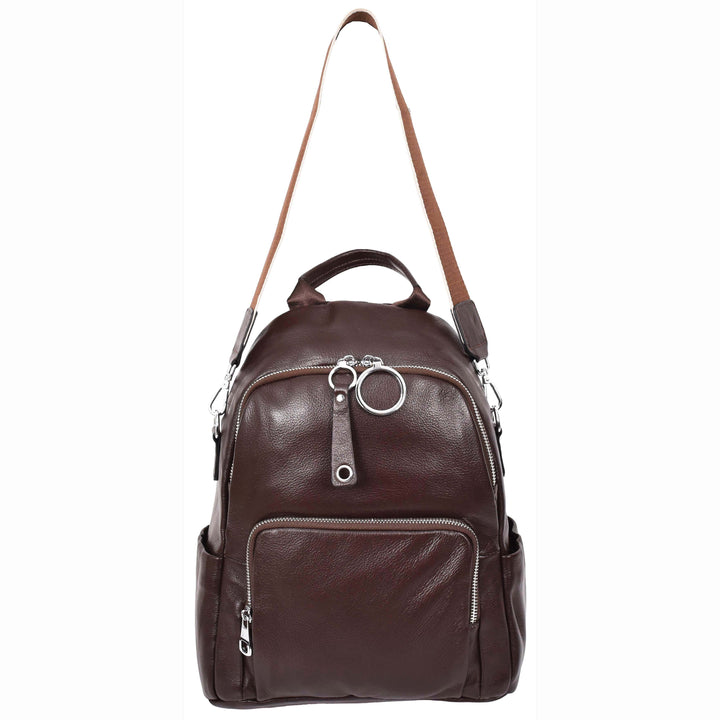 Womens Real Leather Casual Backpack Eliza Coffee 3