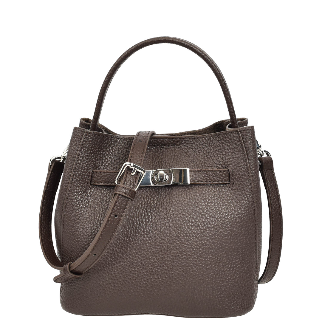 Women’s Small Handbag with Detachable Strap & Removable Zip Pouch Stacey Coffee 1