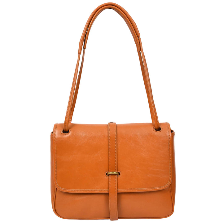 Womens Real Leather Shoulder Bag Classic Mid Size Handbag Simone Tan-1