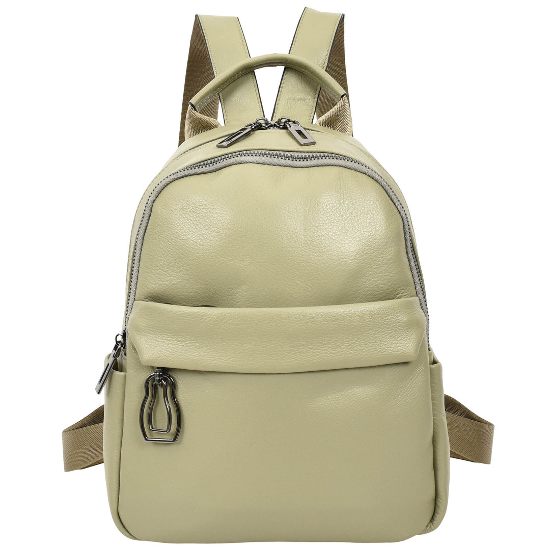 Women’s Organiser Rucksack Soft Leather Backpack Casual Daypack Kaia Mint Green 1