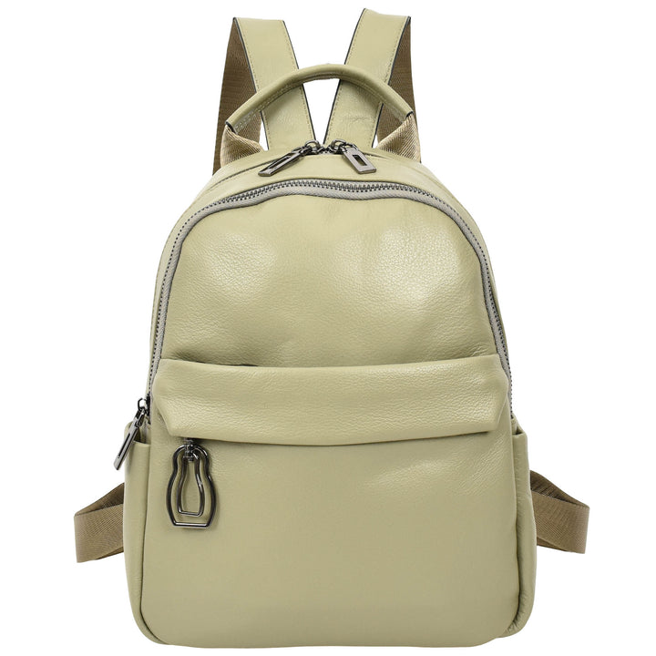 Women’s Organiser Rucksack Soft Leather Backpack Casual Daypack Kaia Mint Green 1