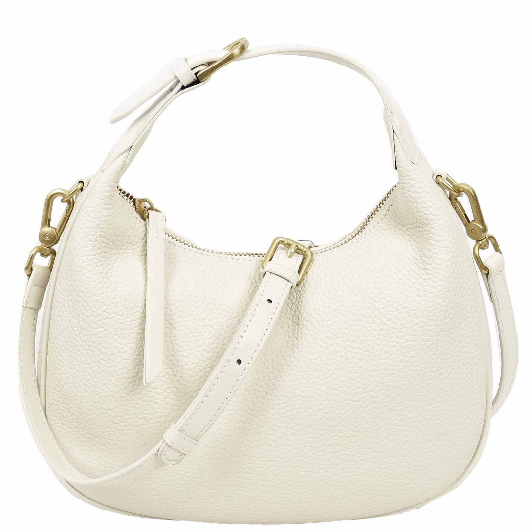 Women's Oval Shoulder Bag Leather Hobo Purse Dakota White 1