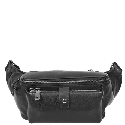 Real Leather Bum Bag Milan Black 1