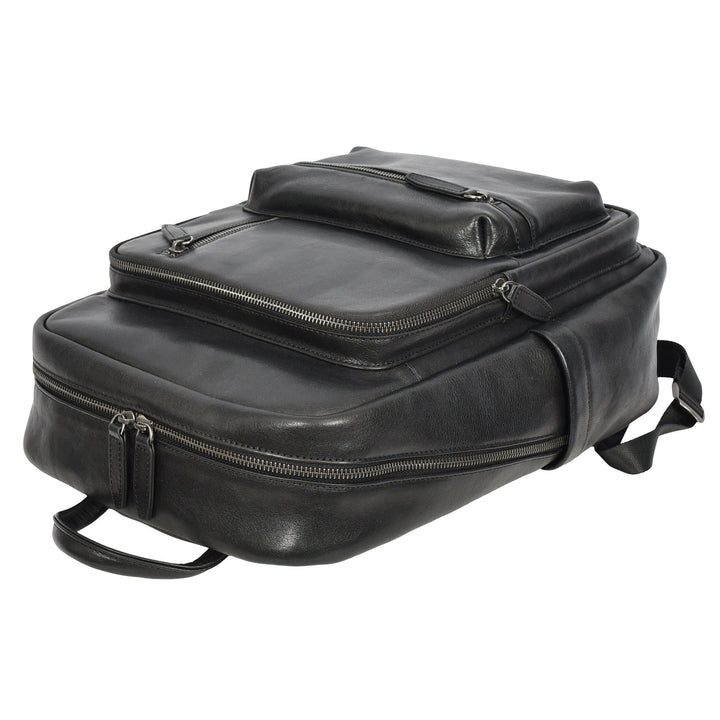Real Leather Laptop Backpack Daypack Rucksack for Work & Travel Ridge Black