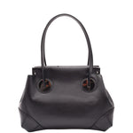 Leather Shoulder bag For Women Zip Medium Tote Handbag Susan Black 1