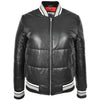 Womens Real Leather Puffer Bomber Jacket Dolly Black 1