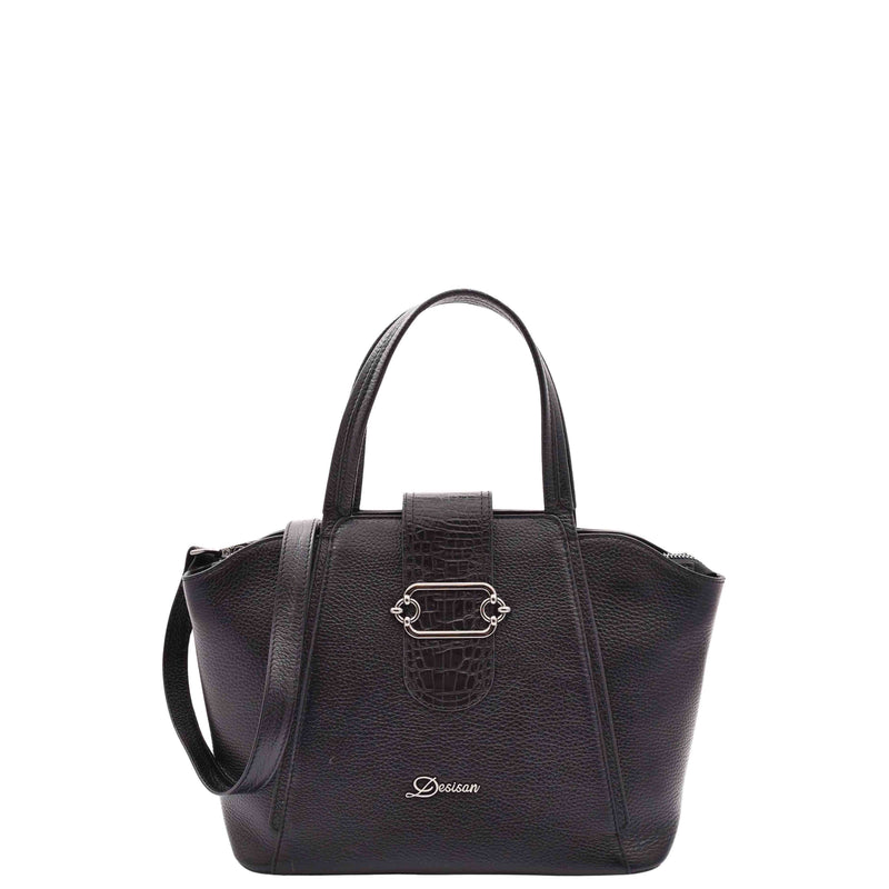 Womens Fashion Leather Handbag Adjustable Strap Bag JANE Black